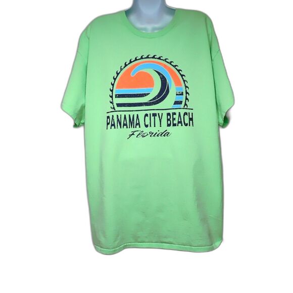 Men's Panama City Beach Florida T Shirt Sz. XL Gildan All Cotton Lt. Green - Picture 6 of 6